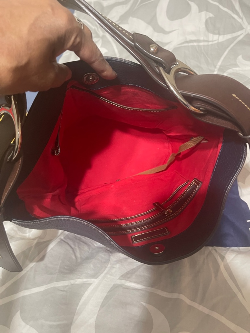 Dooney & Bourke Black Pebble Leather Hobo with Gold Logo - Picture 4 of 6